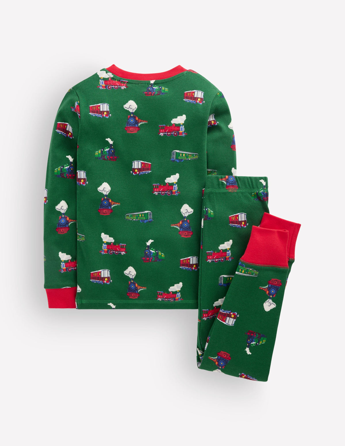 Snug Long John Pajamas-Trains-2