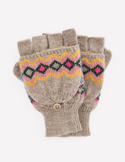 Fair Isle Mittens-Mink Melange