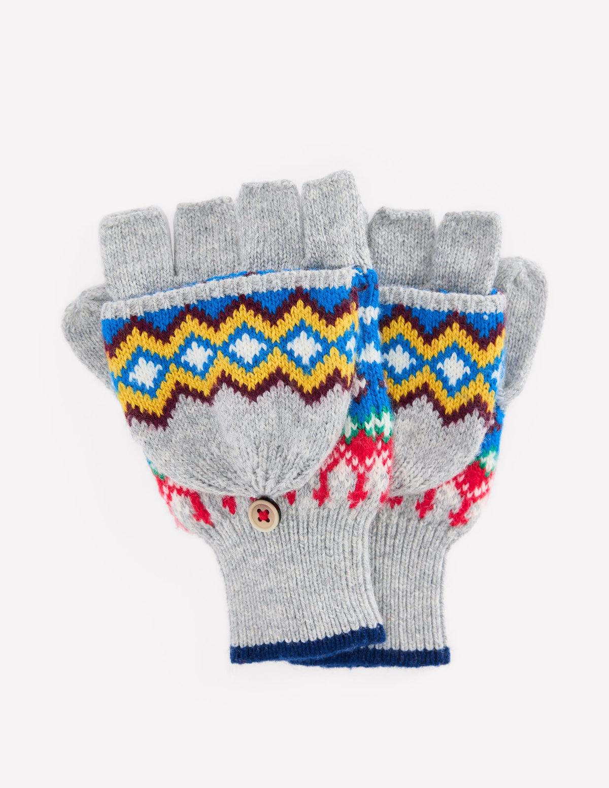 Fair Isle Mittens-Grey Marl-1