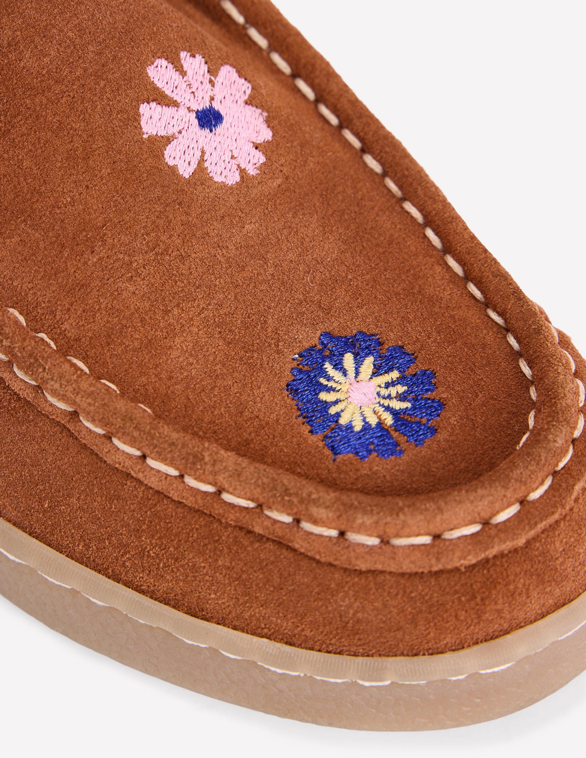 Suede Moccasin Shoe-Tan Embroidery-3