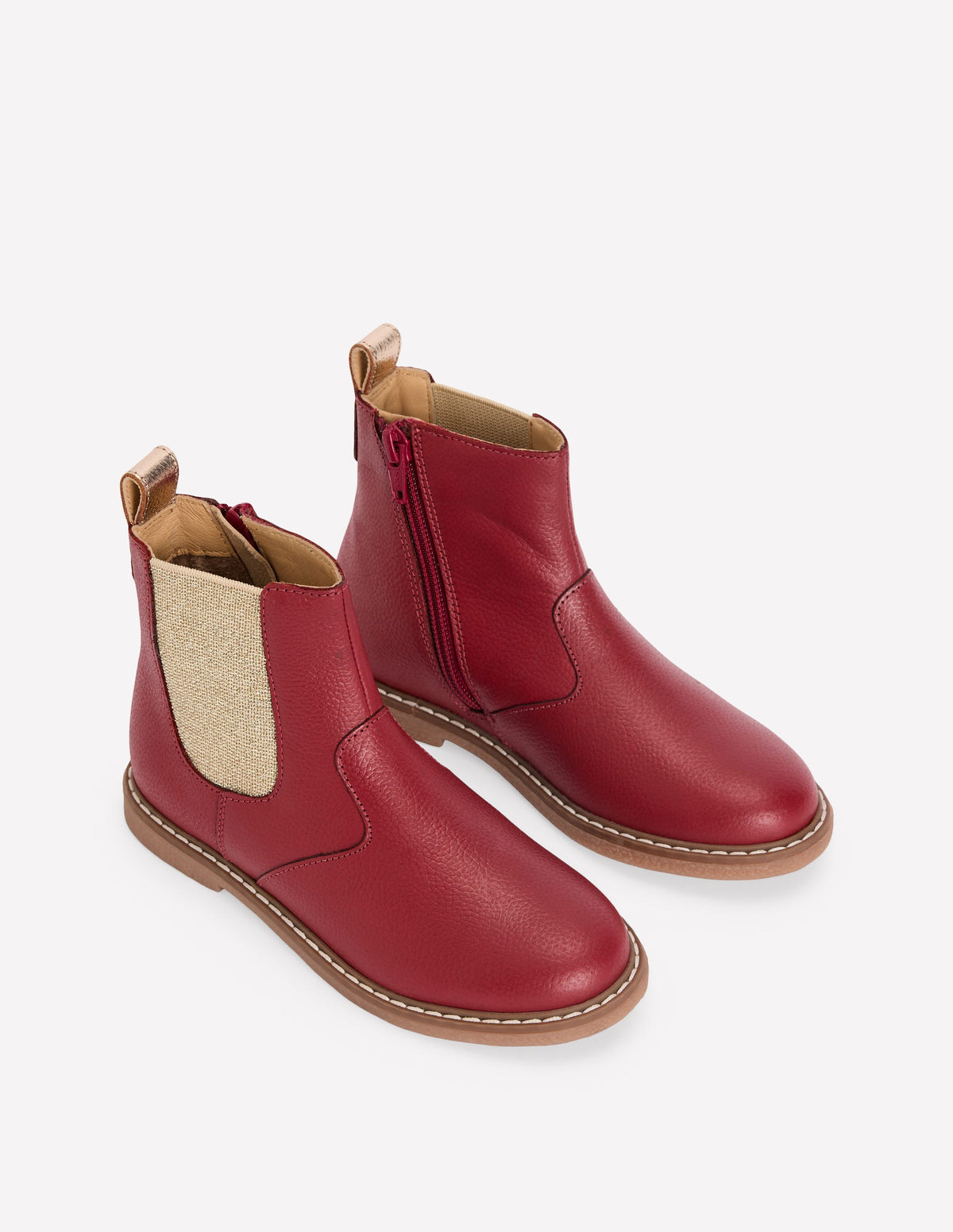Leather Chelsea Boots-Crimson Red-2