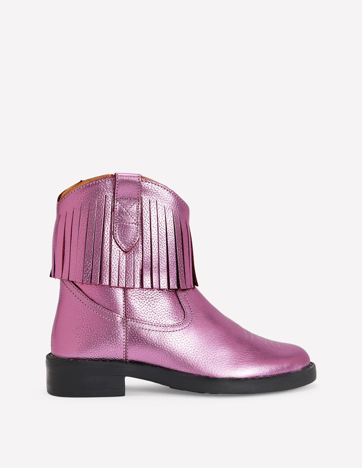 Western Boots-Pink Metallic