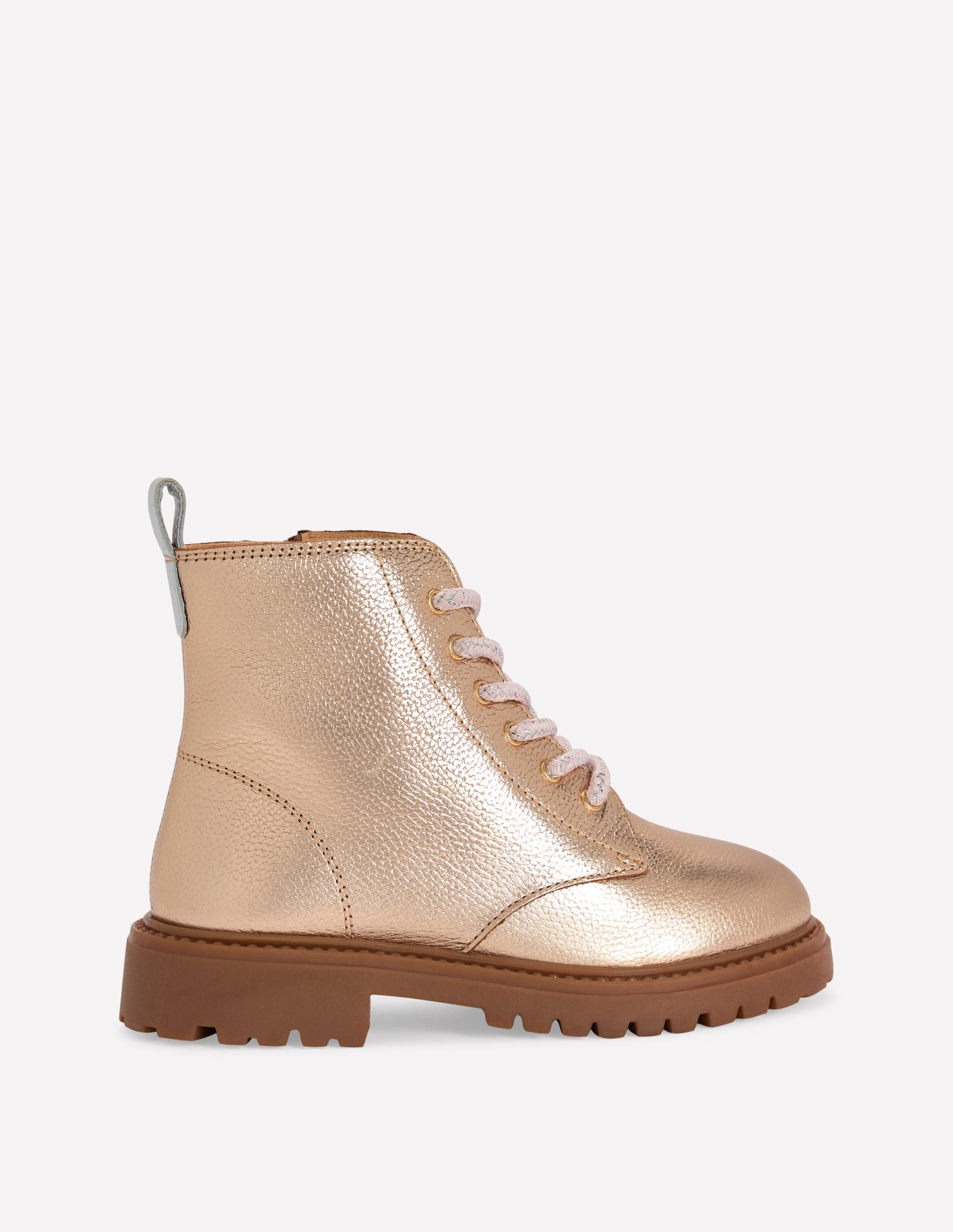 Chunky Lace Up Boots-Gold-1
