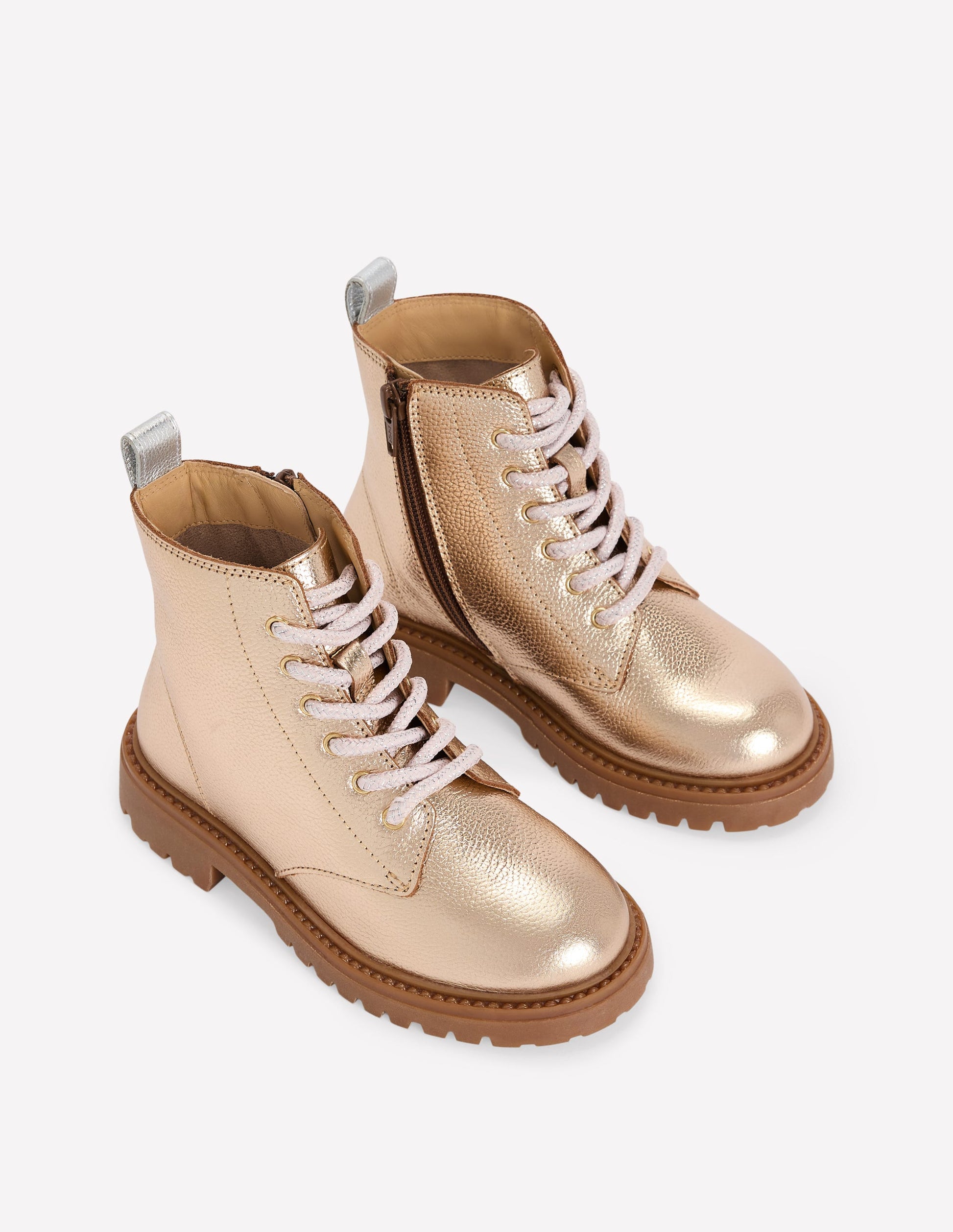 Chunky Lace Up Boots-Gold-2