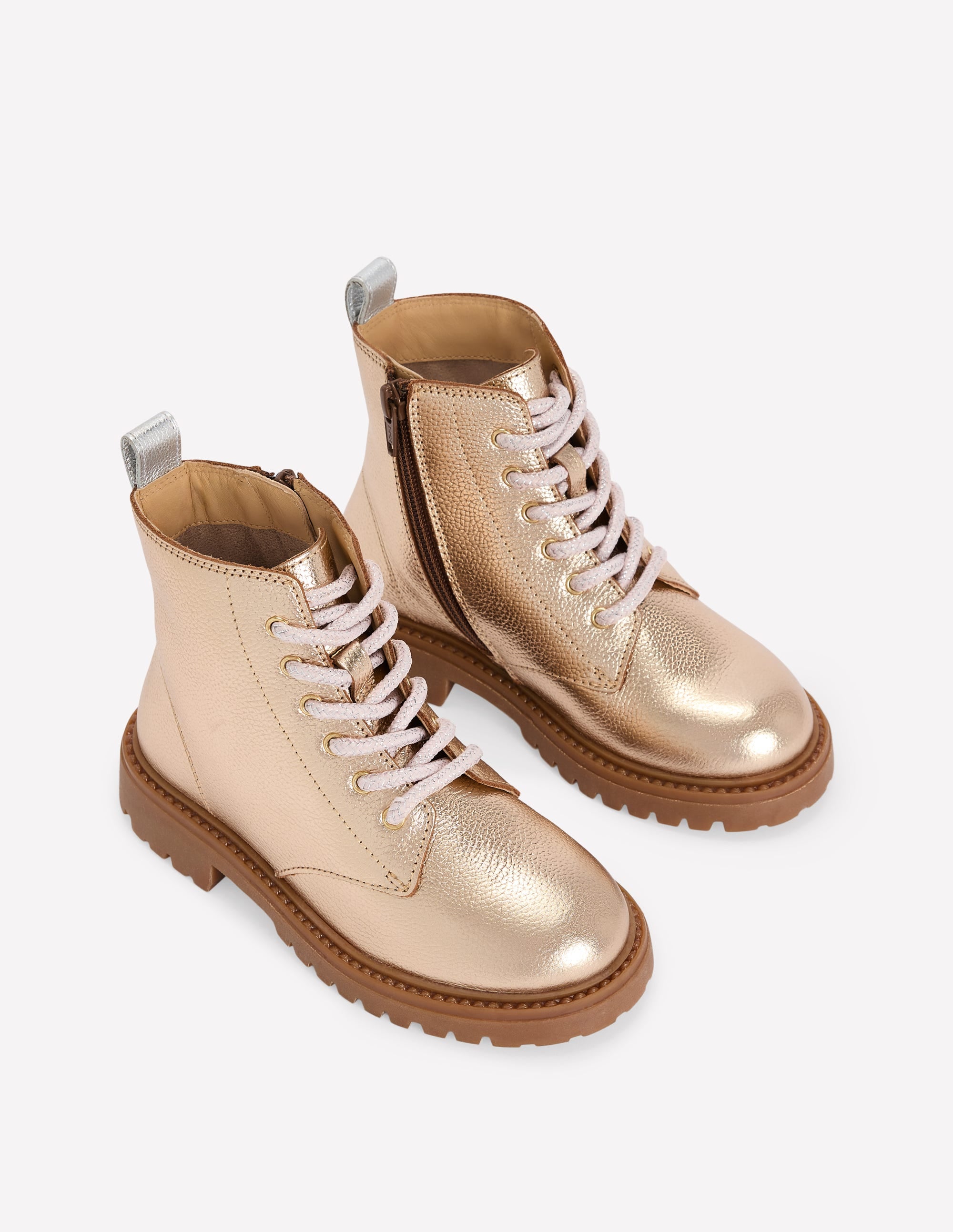 Chunky Lace Up Boots-Gold - Image 2