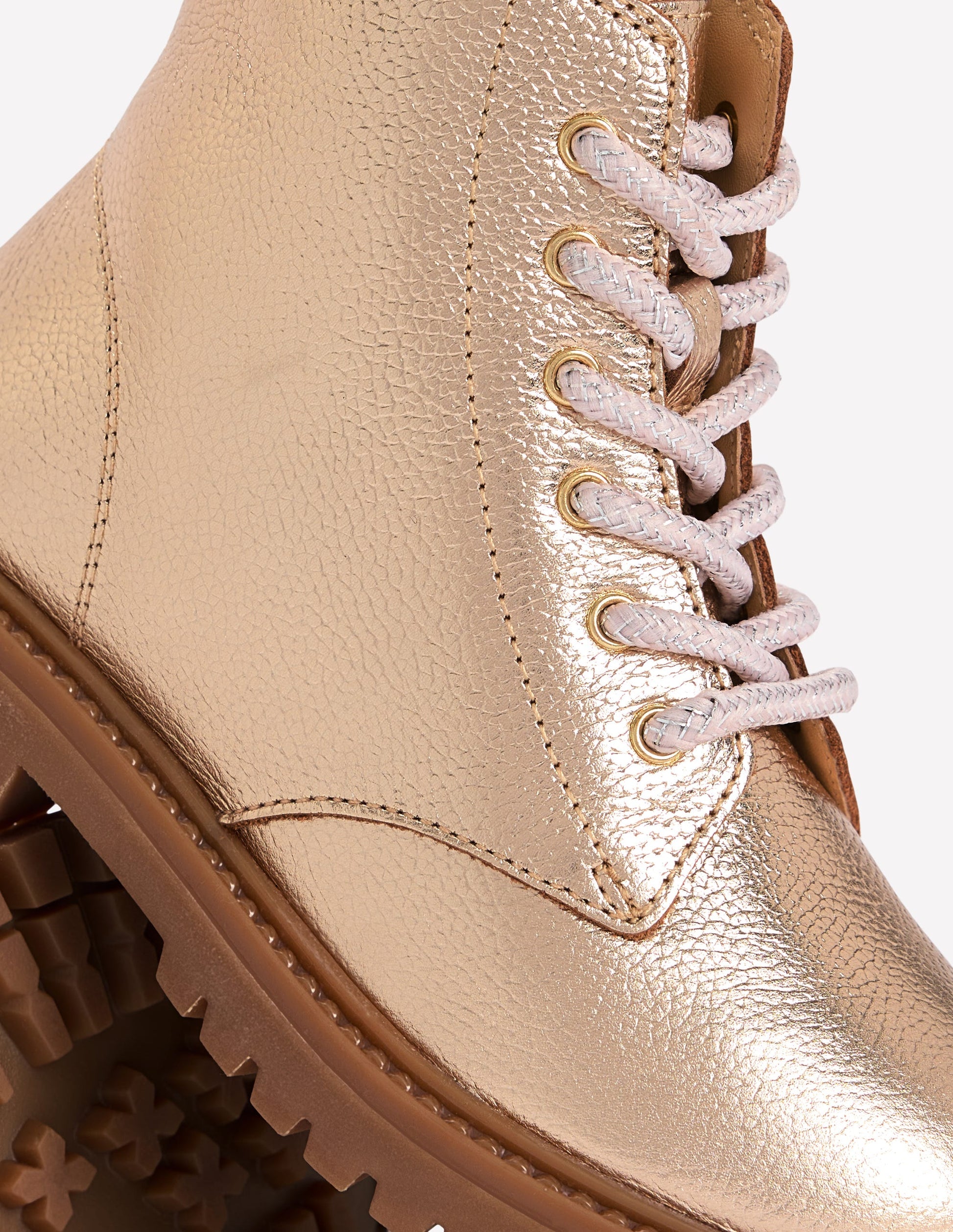 Chunky Lace Up Boots-Gold-3