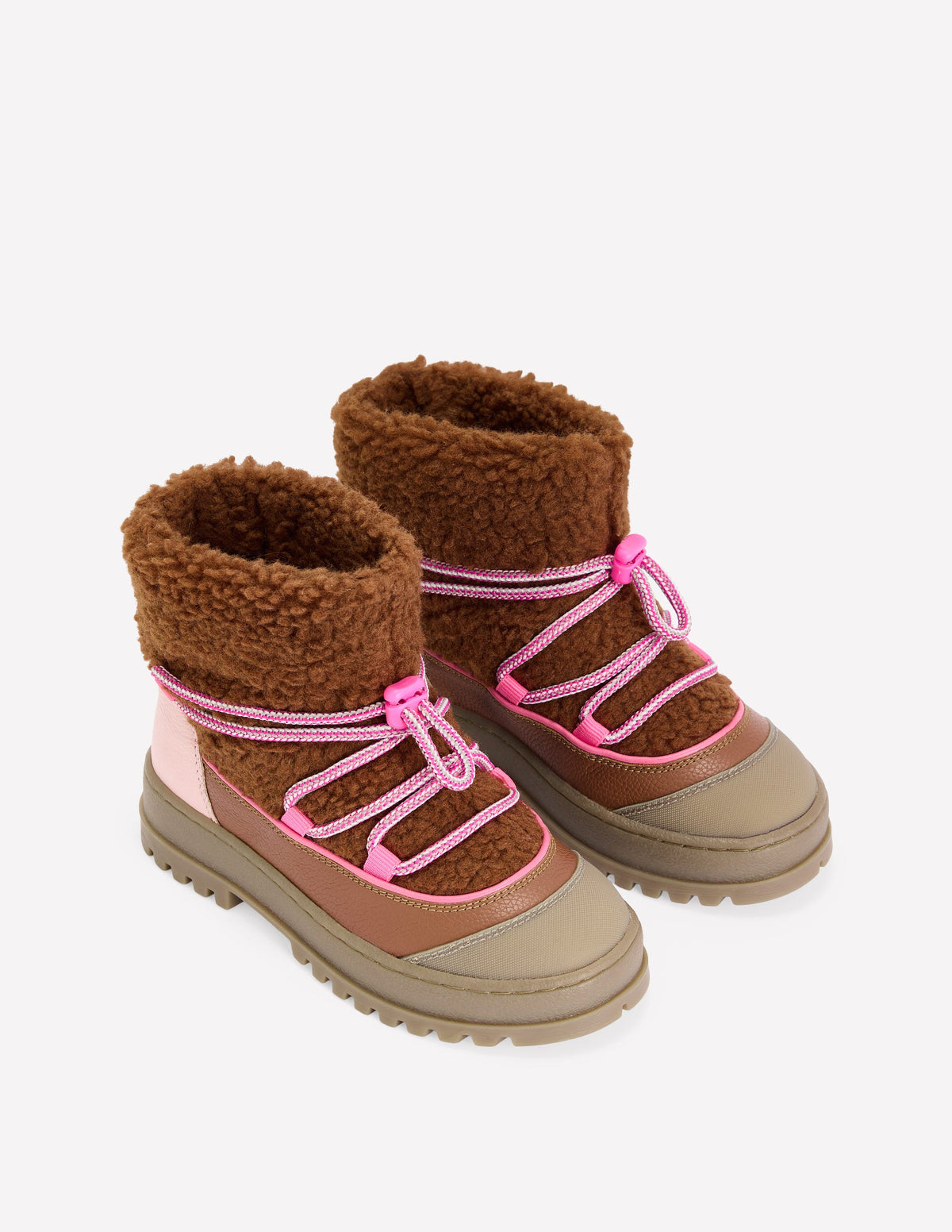 Borg Adventure Boots-Pink and Brown-2