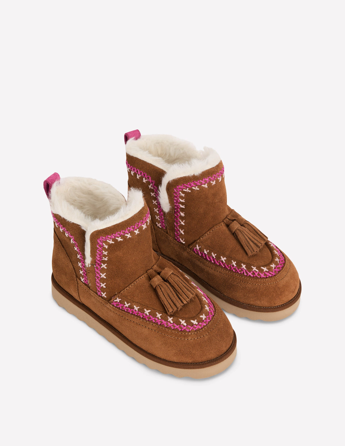 Embroidered Cosy Boots-Tan-2