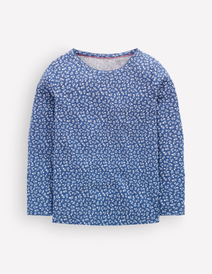 Long Sleeve Pointelle Top-Bluejay Ditsy Floral
