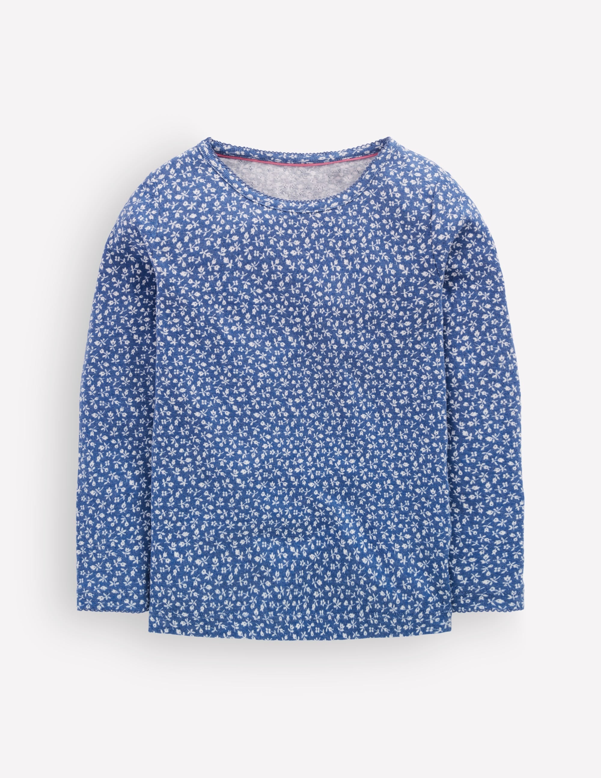 Long Sleeve Pointelle Top-Bluejay Ditsy Floral - Image 1