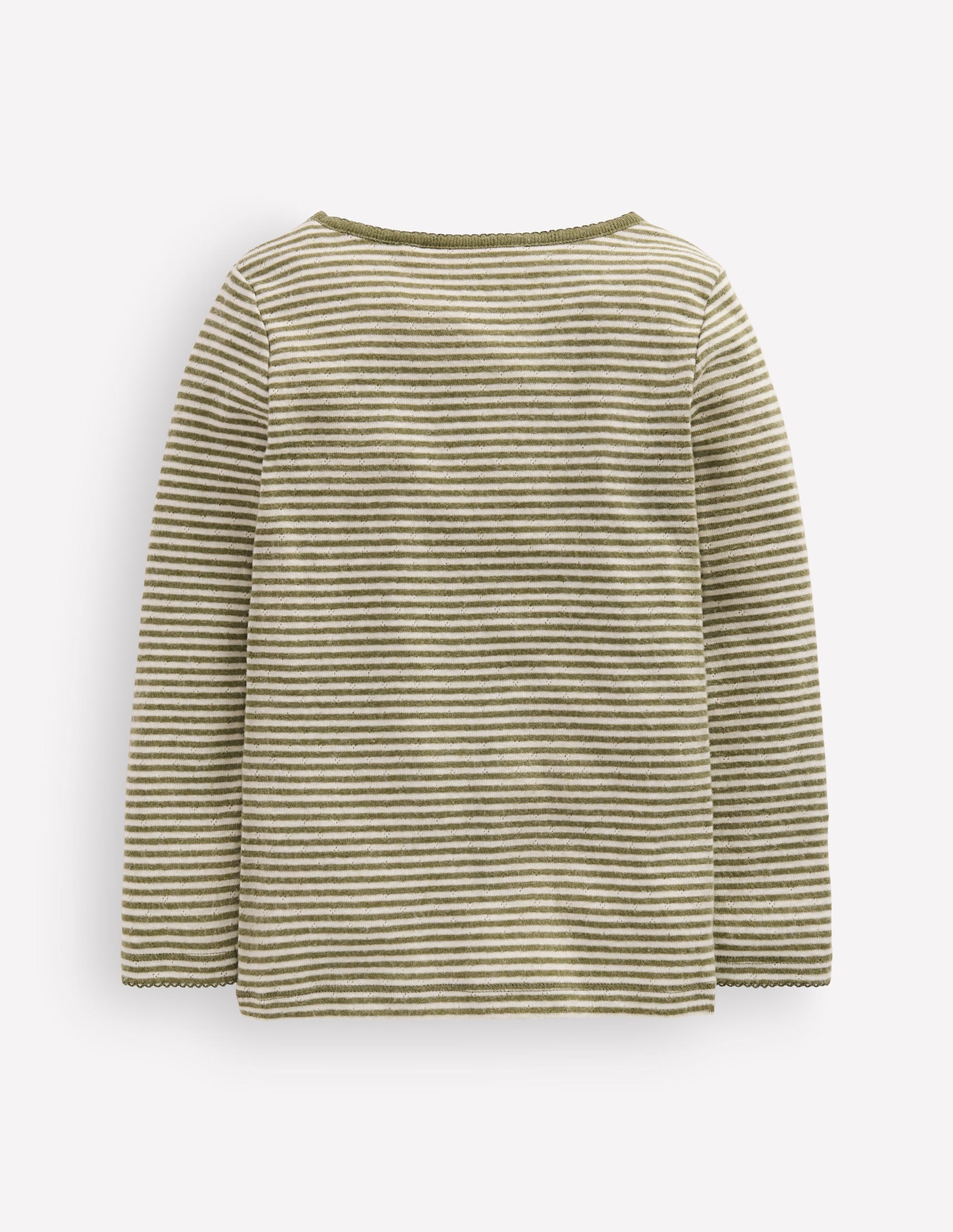 Long Sleeve Pointelle Top-Green Stripe-2