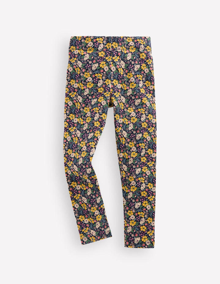 Fun Leggings-French Navy Mixed Flowerbed