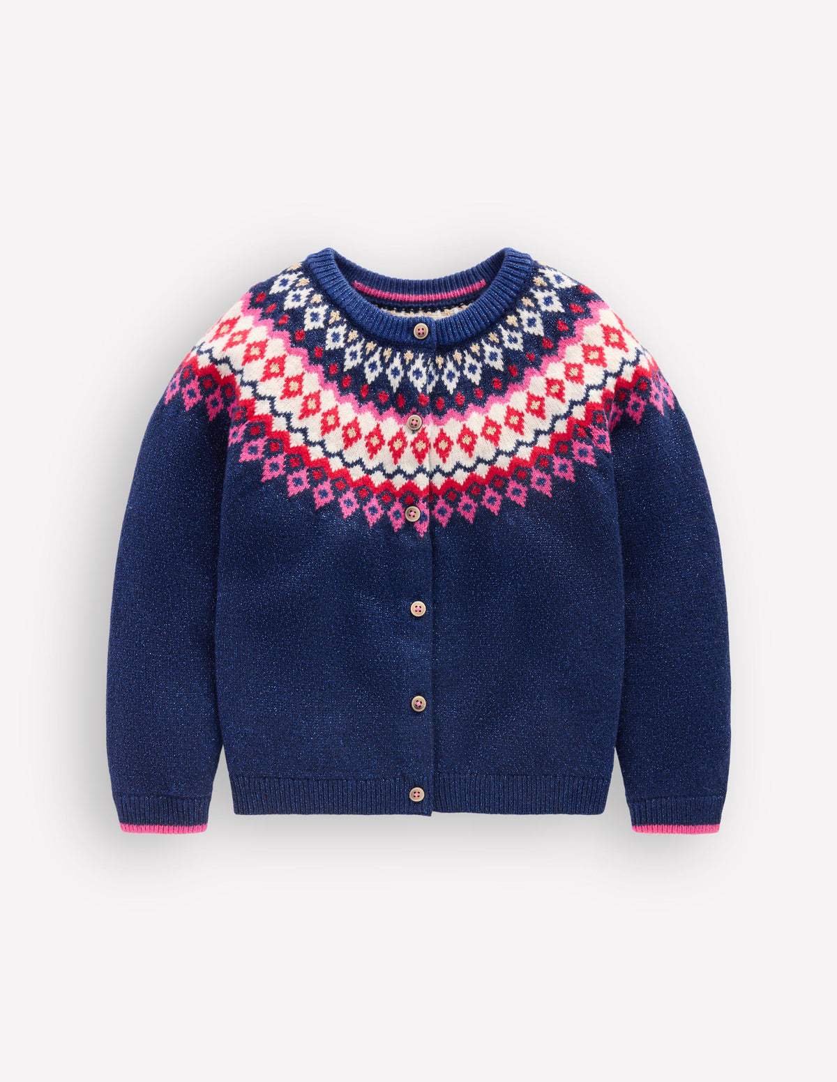 Edie Fair Isle Cardigan-Navy Sparkle-1