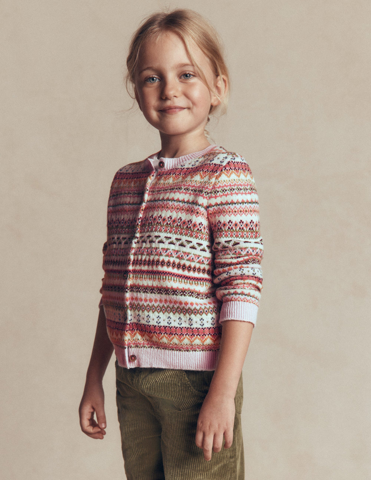 Edie Fair Isle Cardigan-Pink Heather Fair Isle-2
