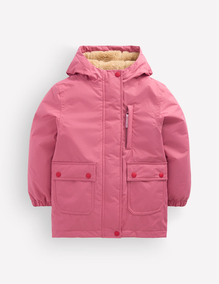 4-in-1 Waterproof Coat-Pink Heather