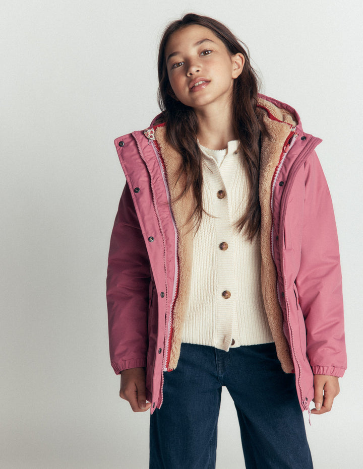 4-in-1 Waterproof Coat-Pink Heather