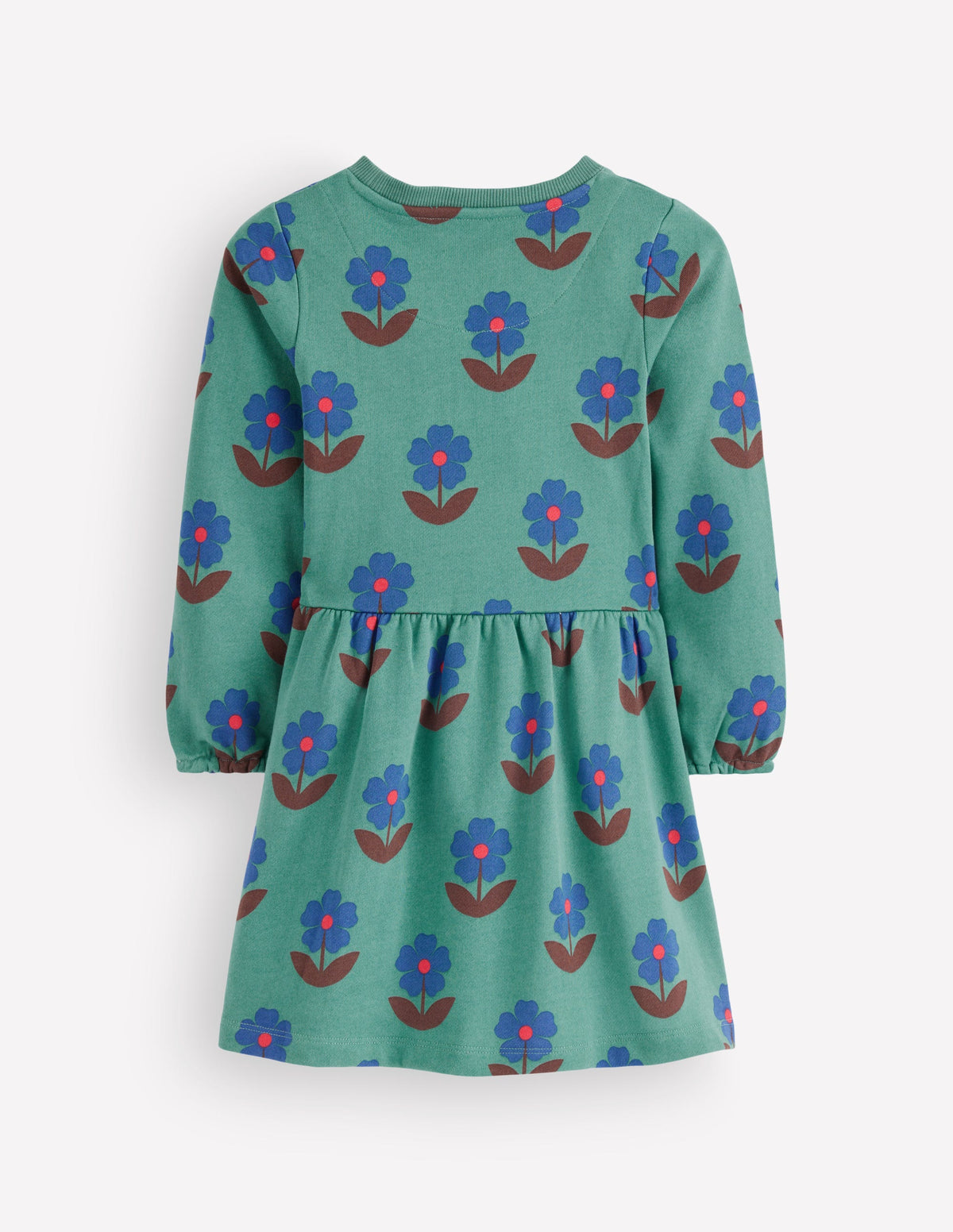 Minna Sweatshirt Dress-Green Flower Stamp-2