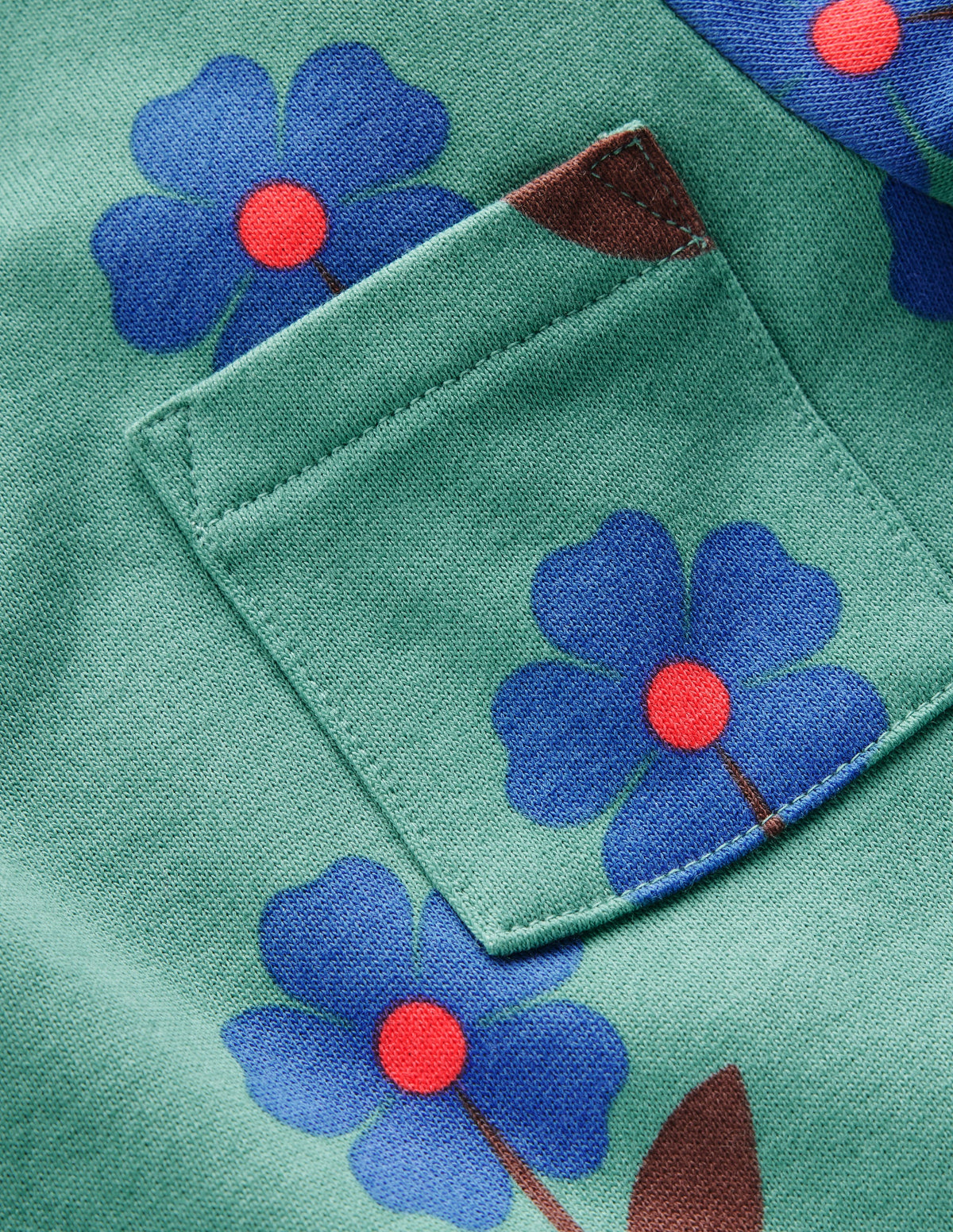 Minna Sweatshirt Dress-Green Flower Stamp-3