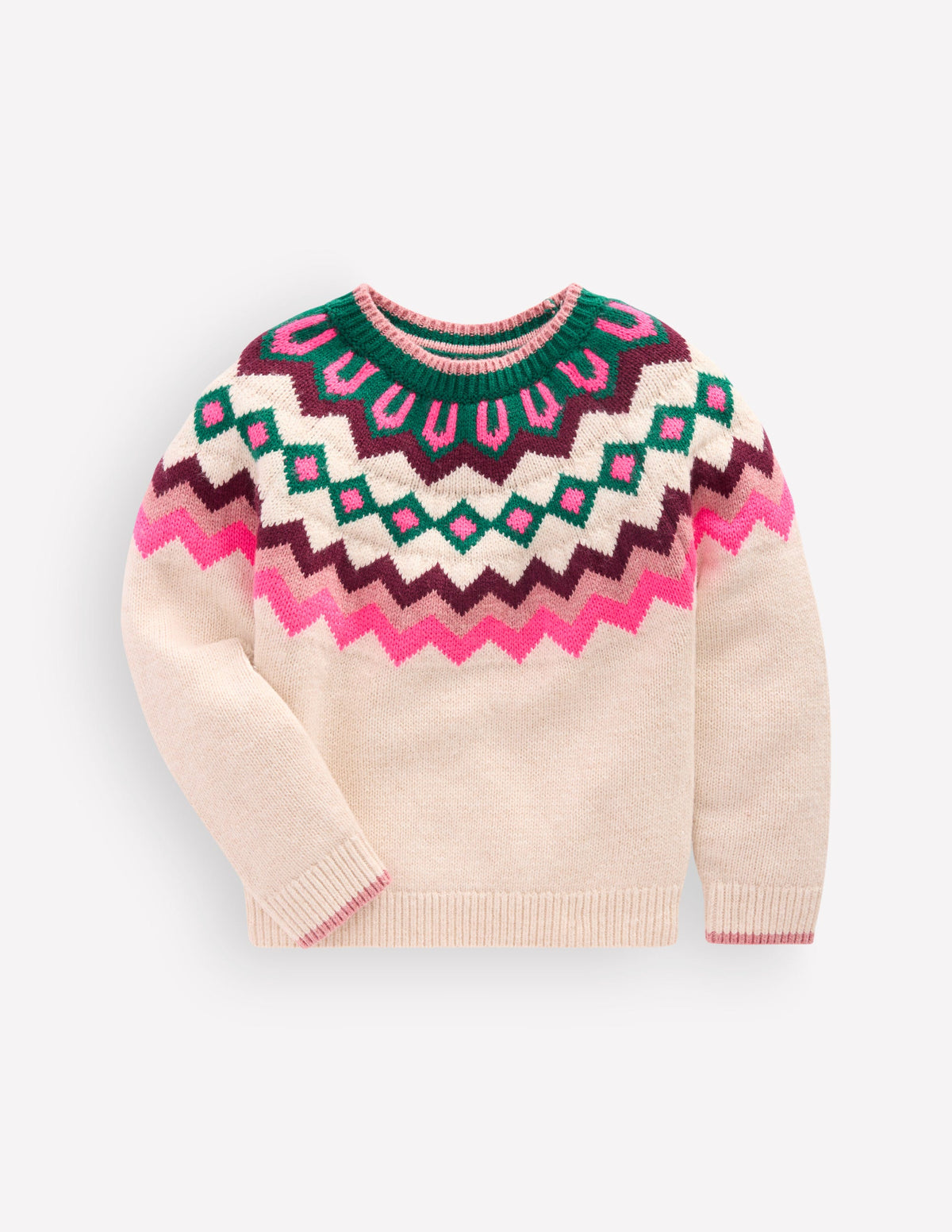 Eleanor Fair Isle Sweater-Oatmeal Marl - Image 2