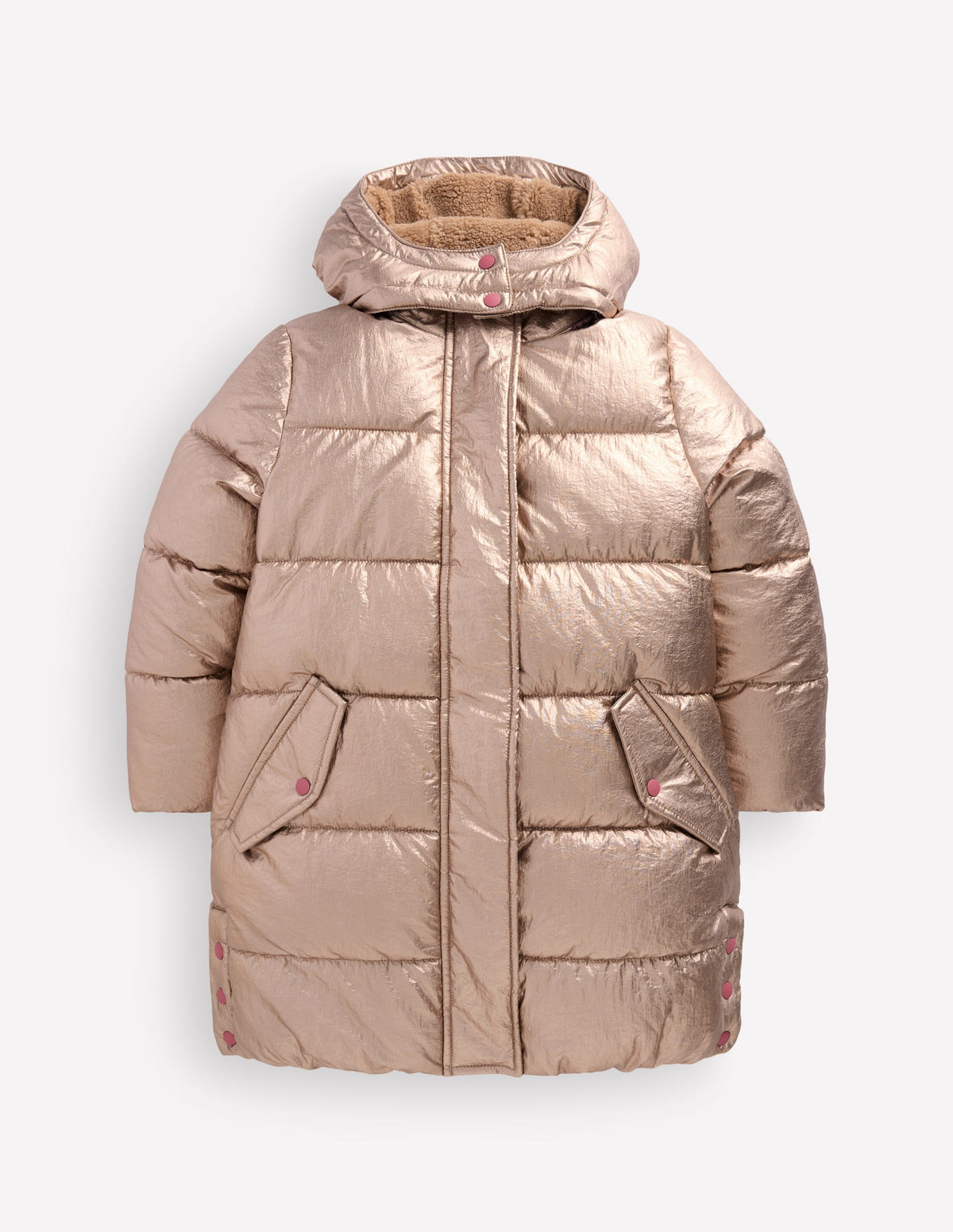 Longline Padded Coat-Gold Metallic-7