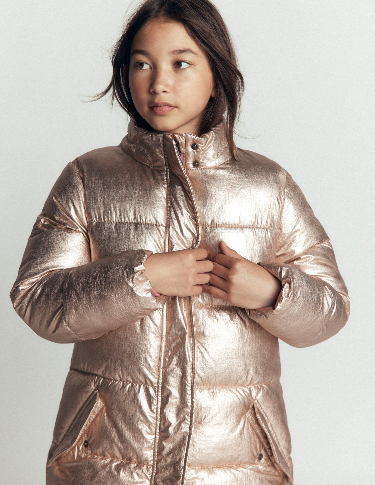 Longline Padded Coat-Gold Metallic-5
