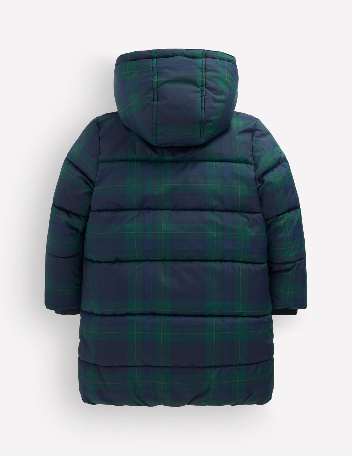 Longline Padded Coat-Blue Check - Image 2