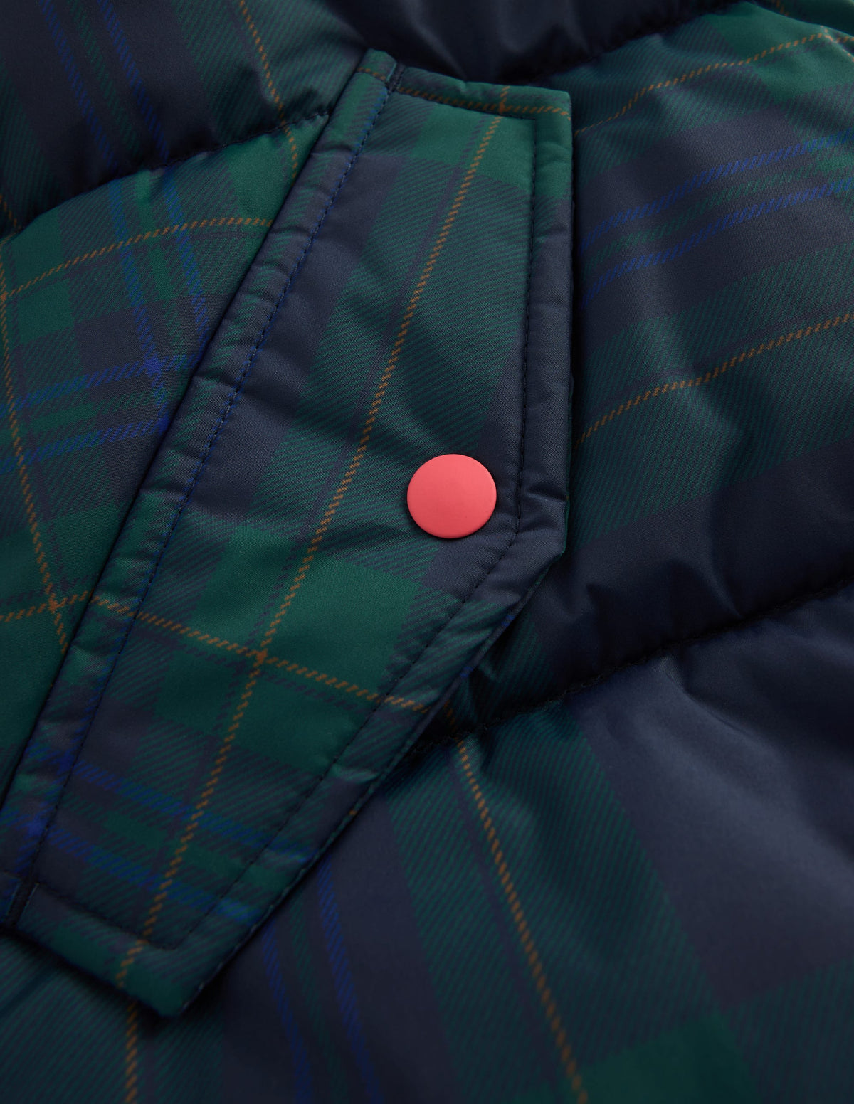Longline Padded Coat-Blue Check - Image 3