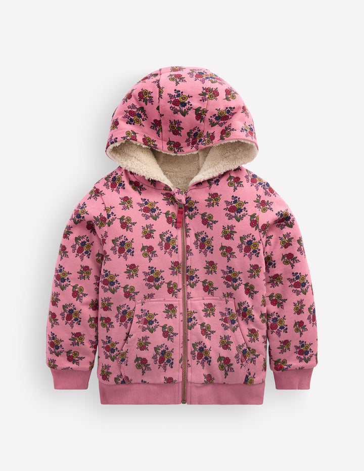 Reversible Borg Hoody-Dusty Rose Sprouting Garden