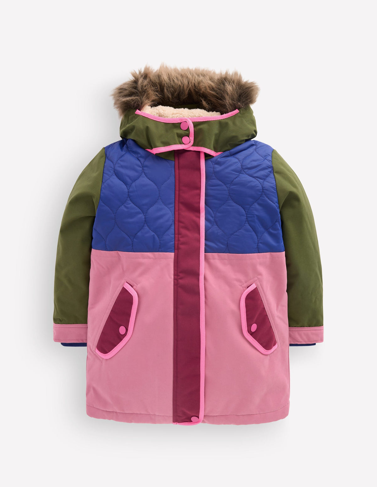 Joni Quilted Parka Coat-Multi Colourblock-7