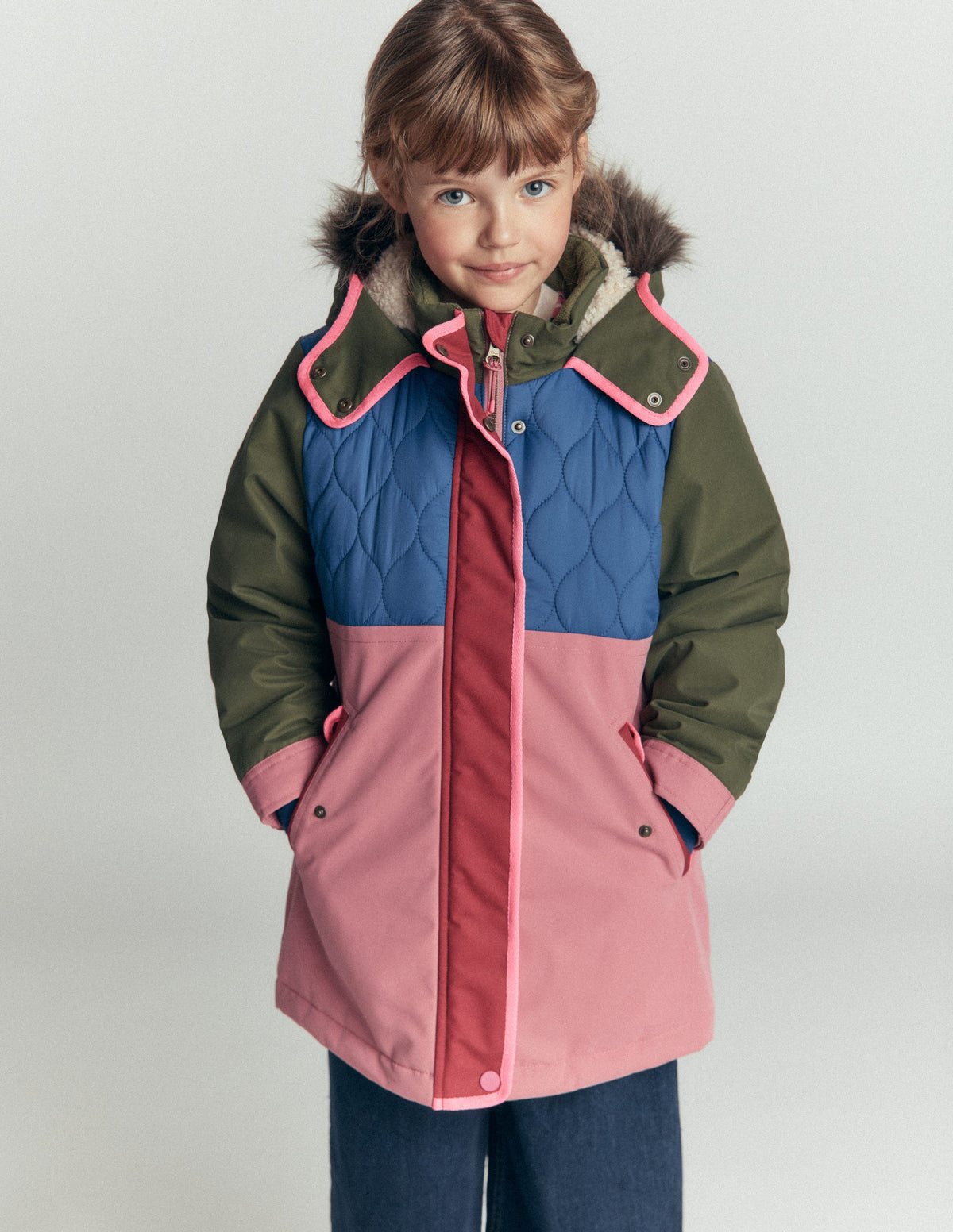 Joni Quilted Parka Coat-Multi Colourblock - Image 1