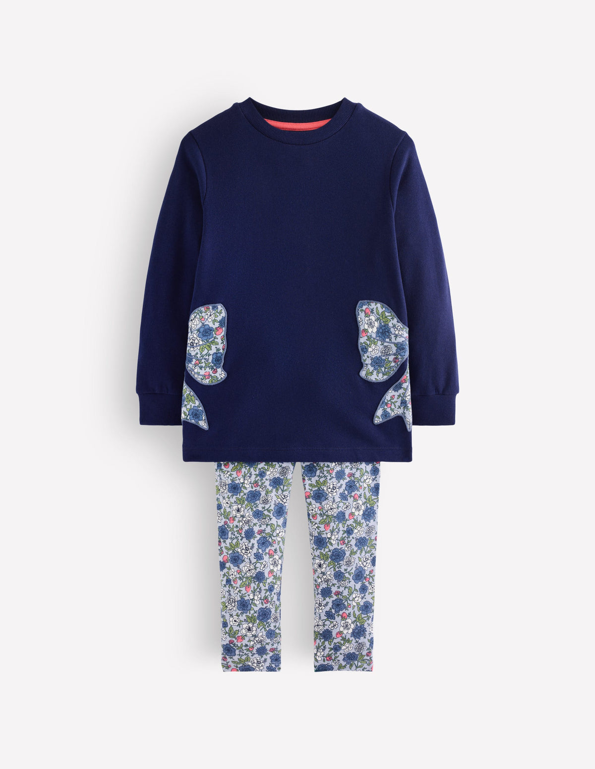 Fun Sweatshirt Tunic Set-Navy Bows-1