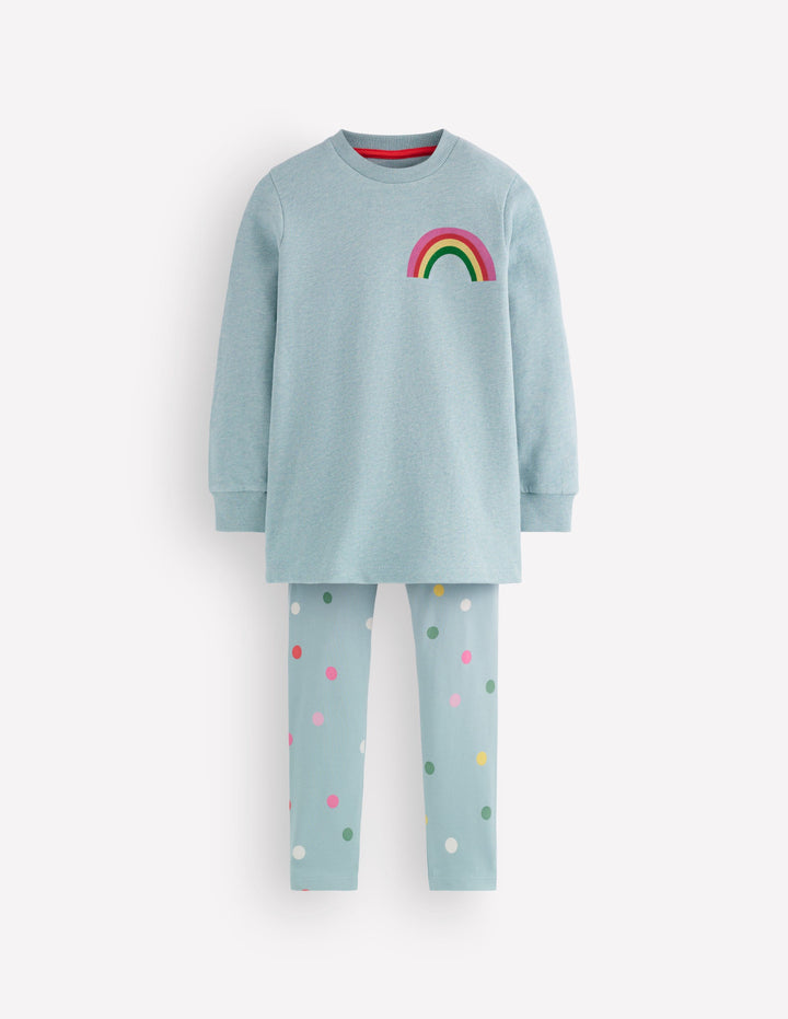 Fun Sweatshirt Tunic Set-Blue Rainbow