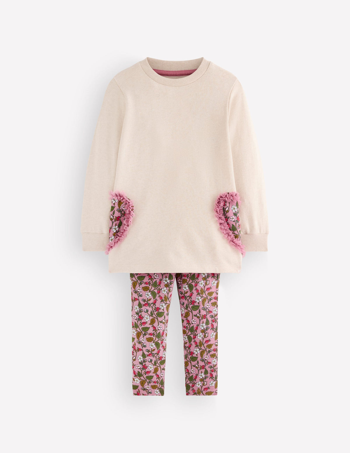 Fun Sweatshirt Tunic Set-Oatmeal Hearts - Image 1