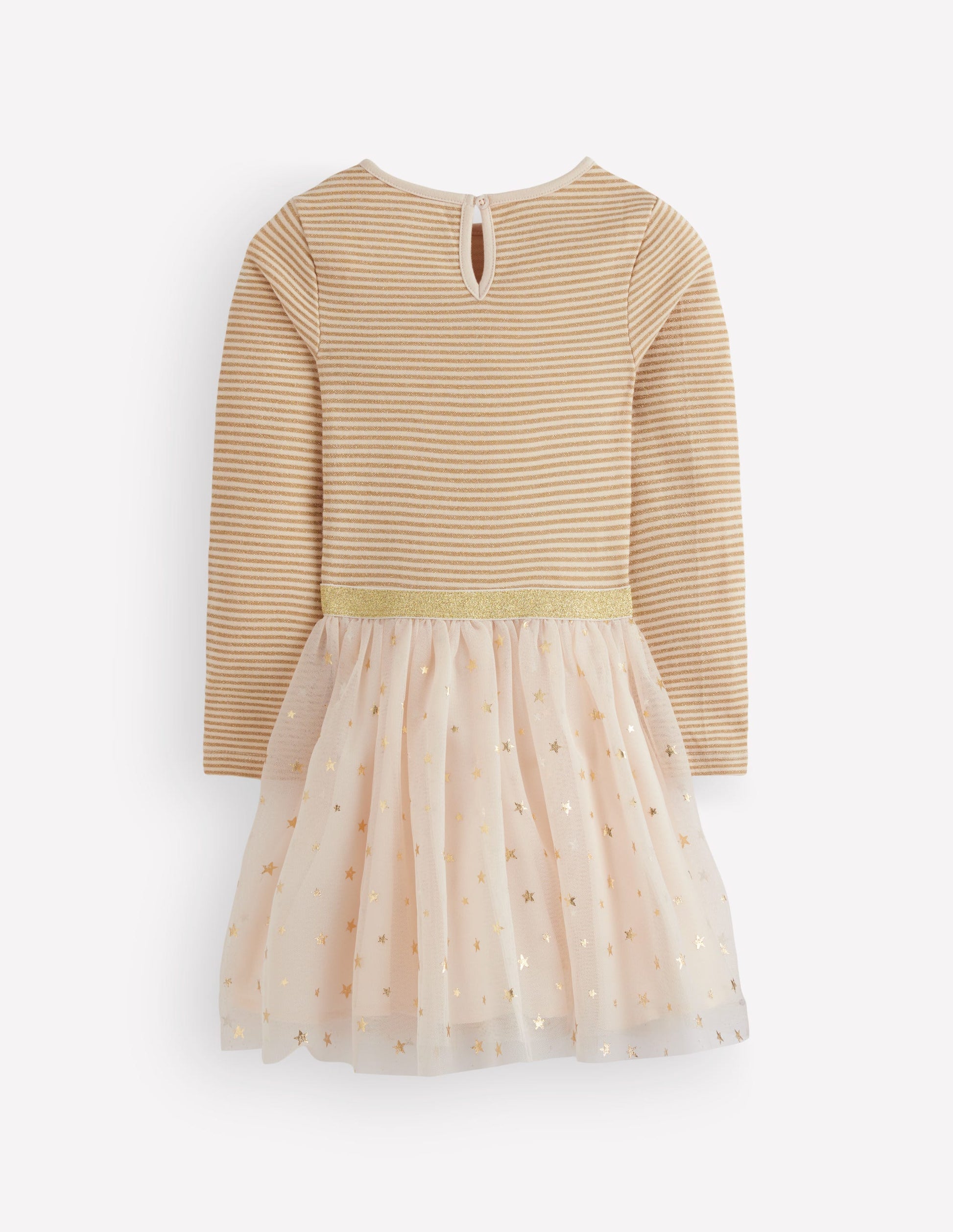 Twirly Tulle Mix Dress-Ivory/Gold-2
