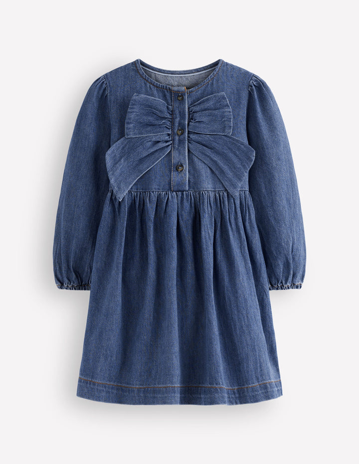 Noah Button-through Bow Dress-Mid Vintage