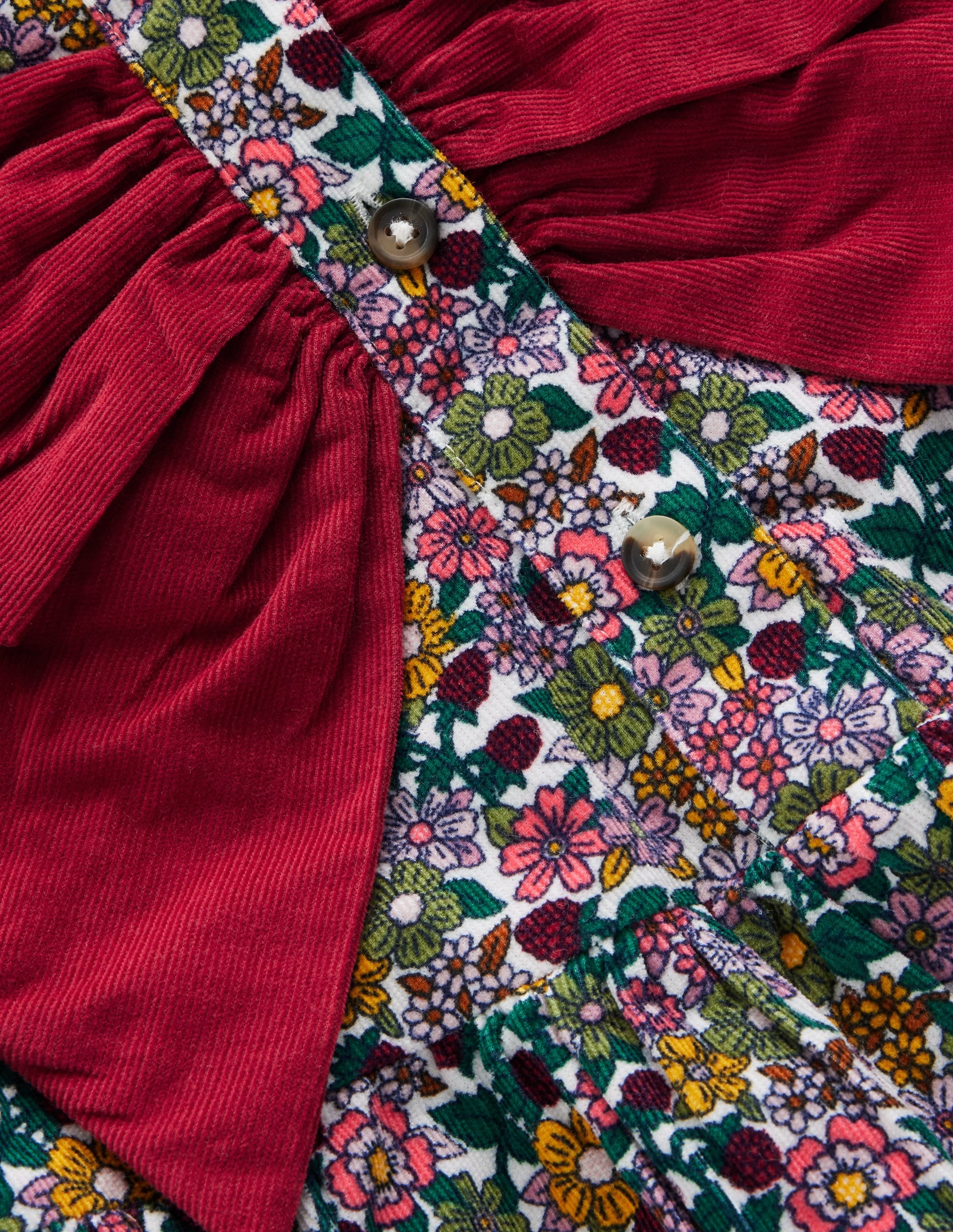 Norah Button - through Bow Dress - Floral Corduroy | Boden USA