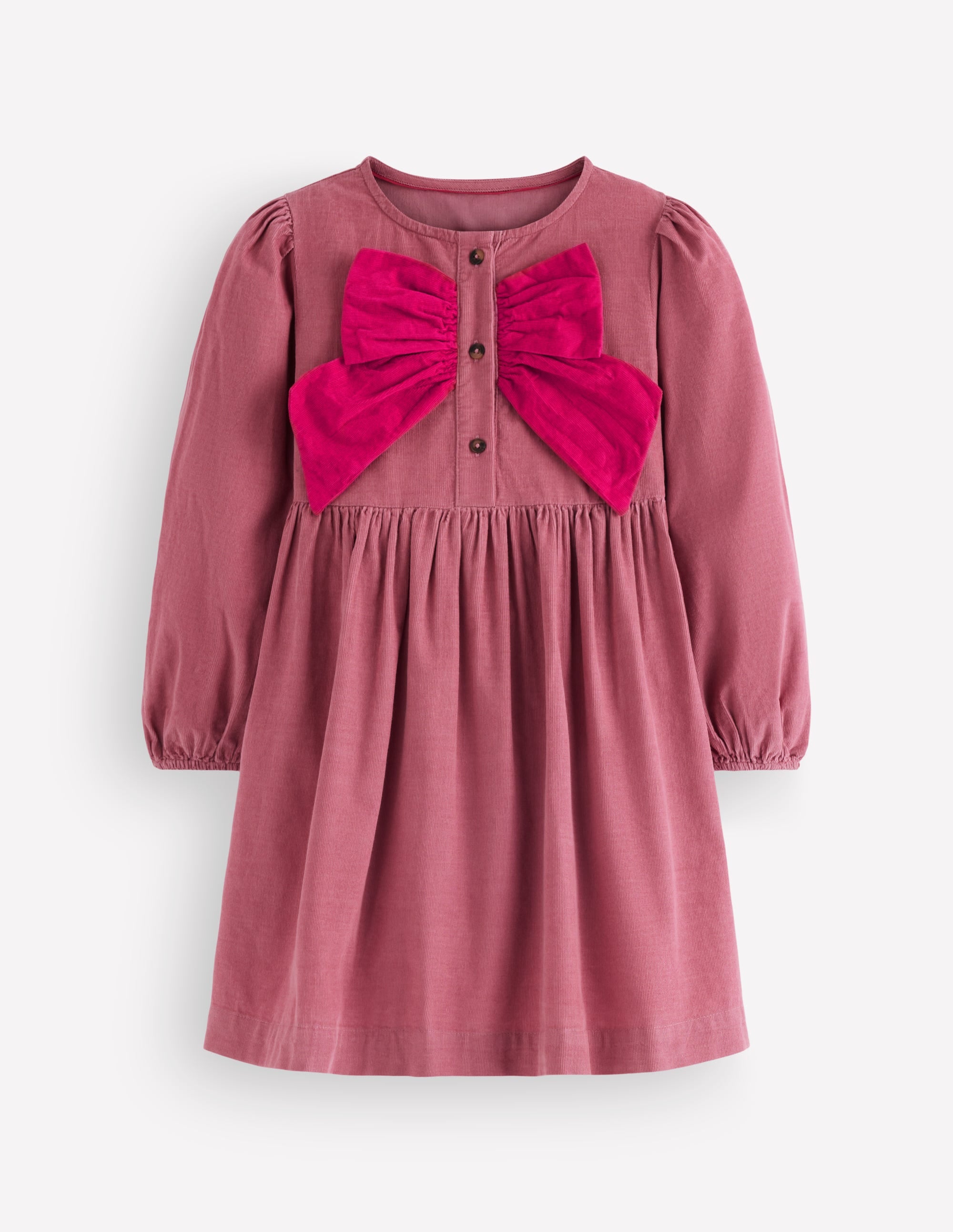 Norah Button-through Bow Dress-Pink Heather - Image 2