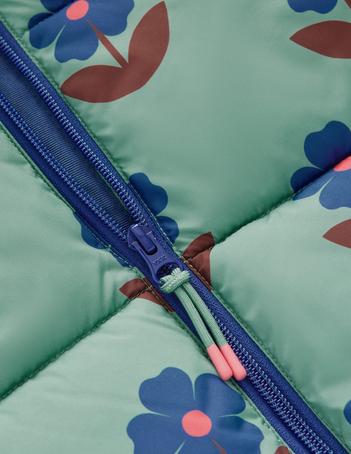 Fun Padded Coat-Oil Blue Flowers - Image 3