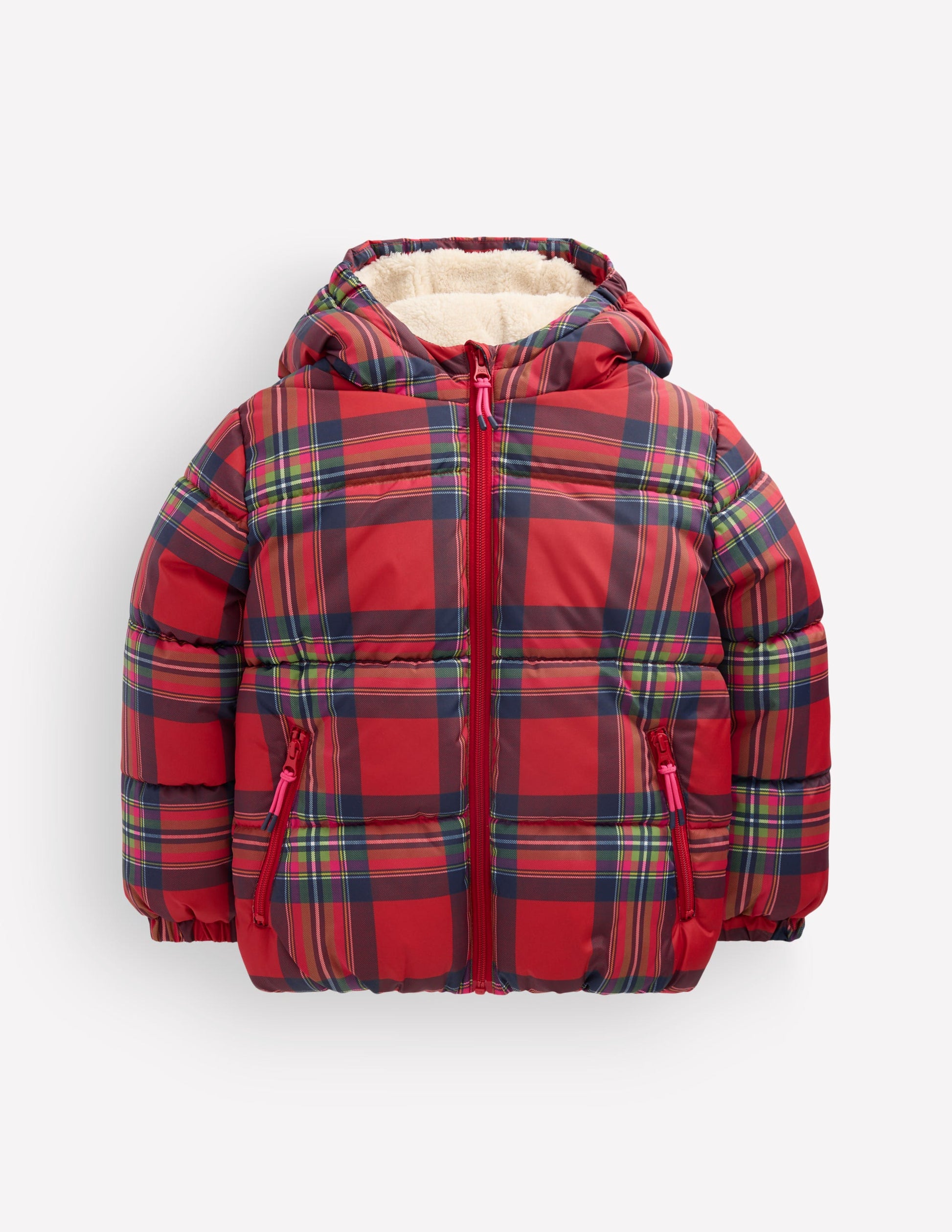Fun Padded Coat-Red Check-4