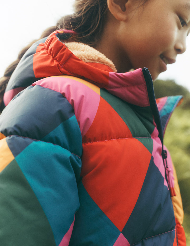 Fun Padded Coat-Multi Argyle