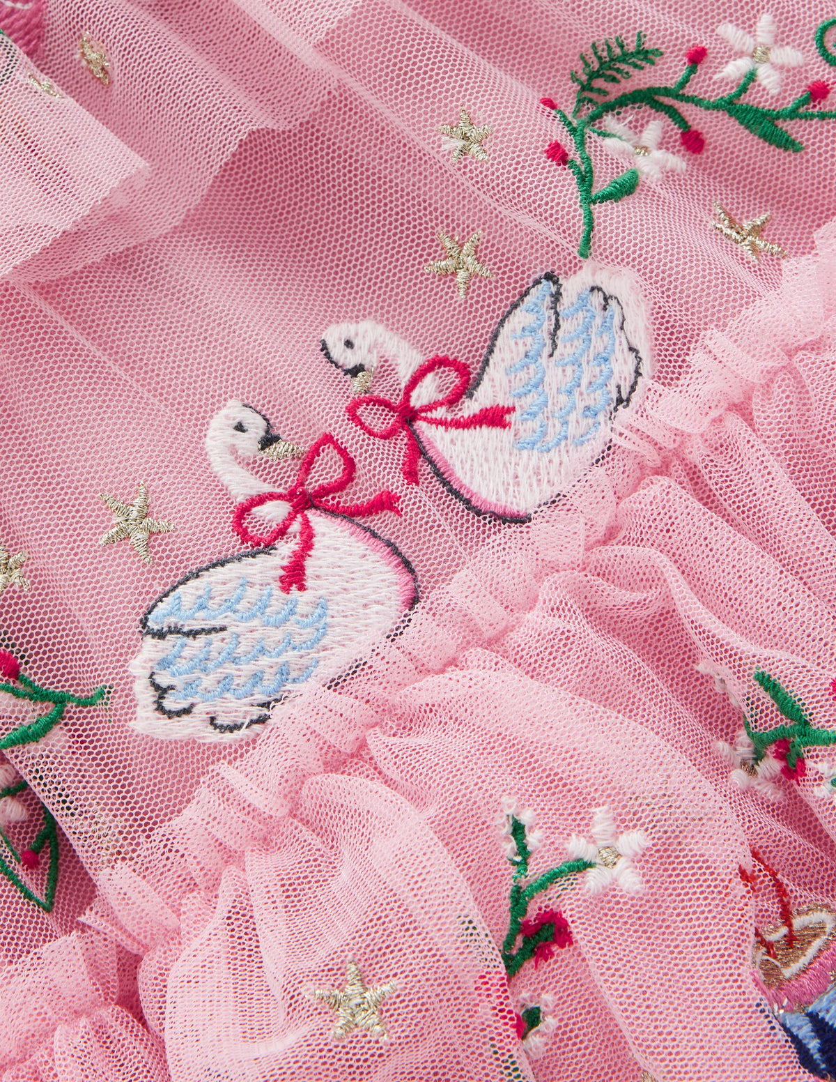 Embroidered Tulle Ruffle Dress-Zephyr-4