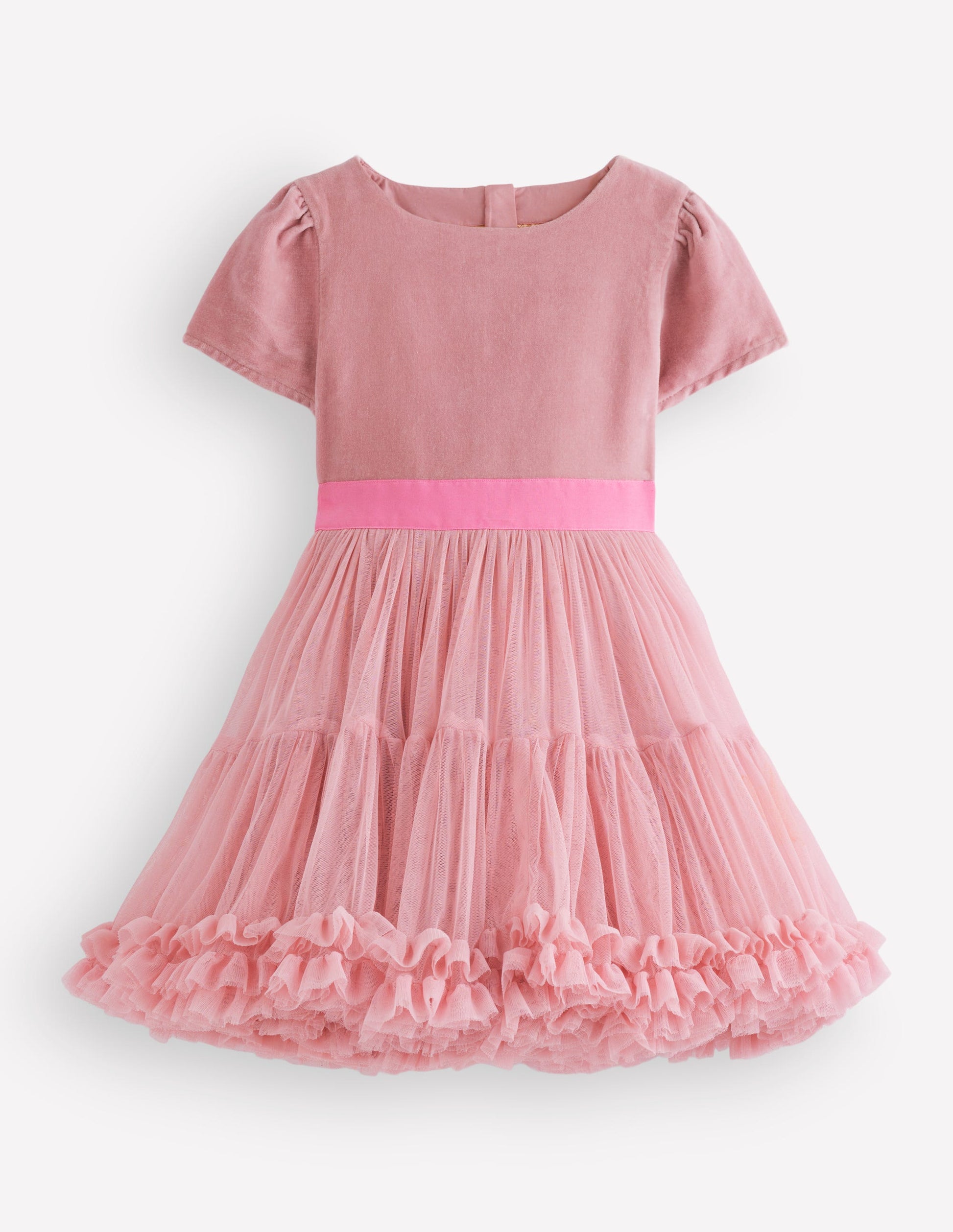 Velour Tulle Occasion Dress-Vintage Pink-1