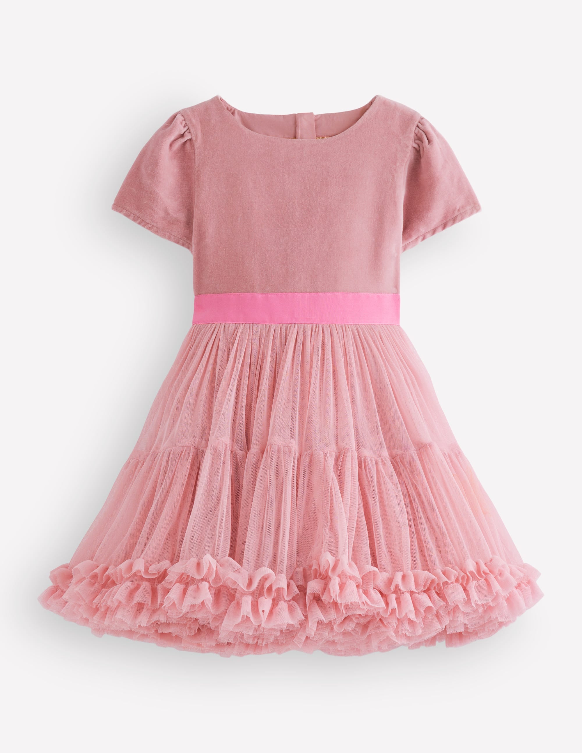 Velour Tulle Occasion Dress-Vintage Pink - Image 1