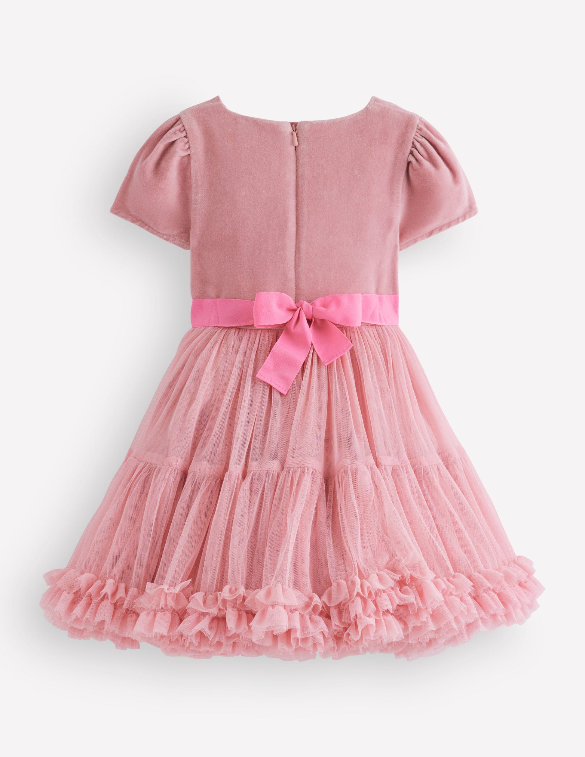 Velour Tulle Occasion Dress-Vintage Pink-2