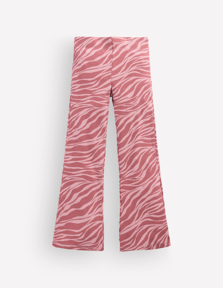 Ribbed Flared Leggings-Vintage Pink Zebra