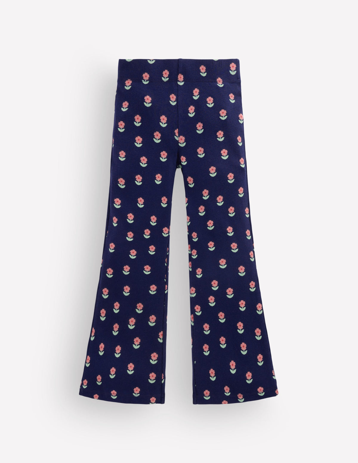 Ribbed Flared Leggings-Navy Spaced Flower - Image 1