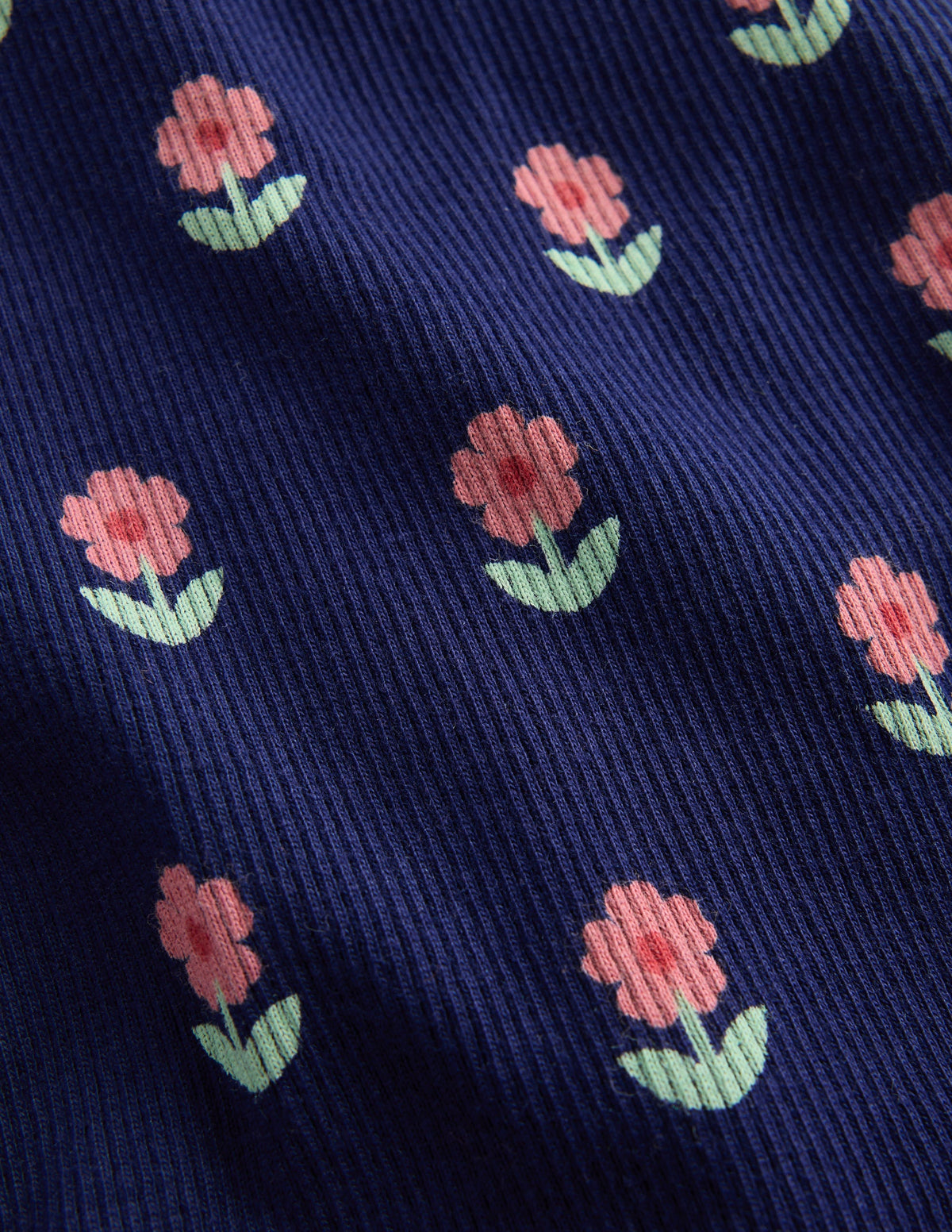 Ribbed Flared Leggings-Navy Spaced Flower-3