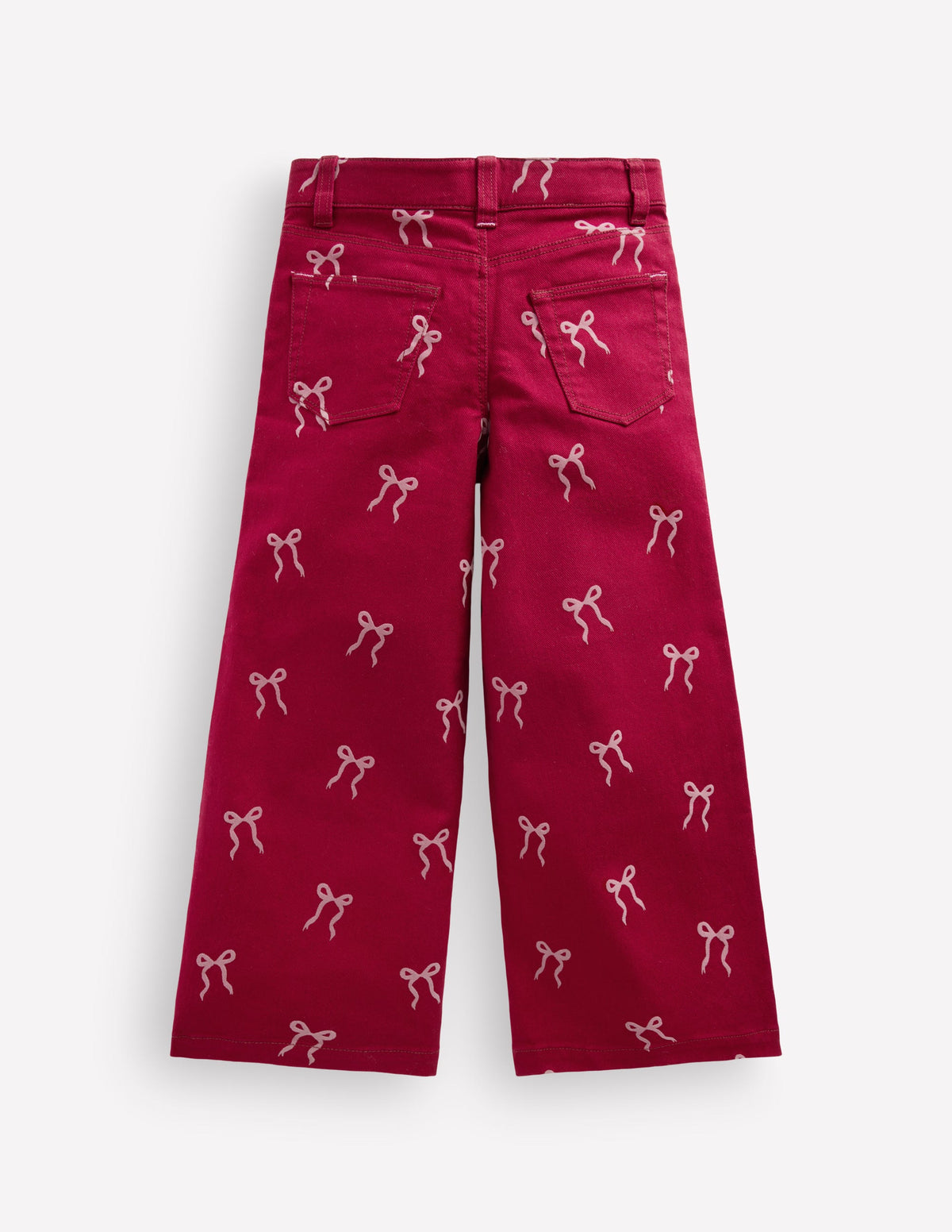 Wide Leg Jean-Ruby Red Flock Bow - Image 2