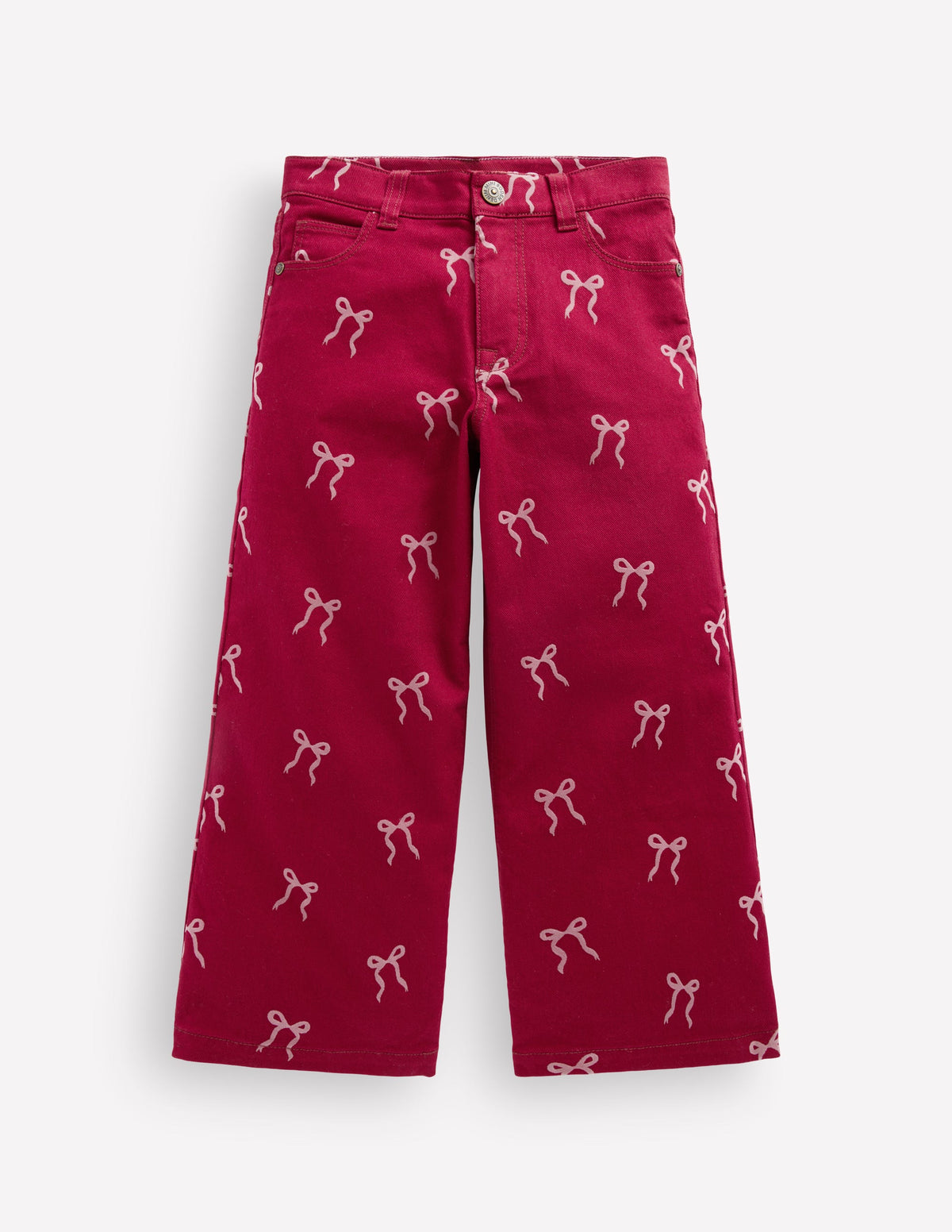 Wide Leg Jean-Ruby Red Flock Bow - Image 1