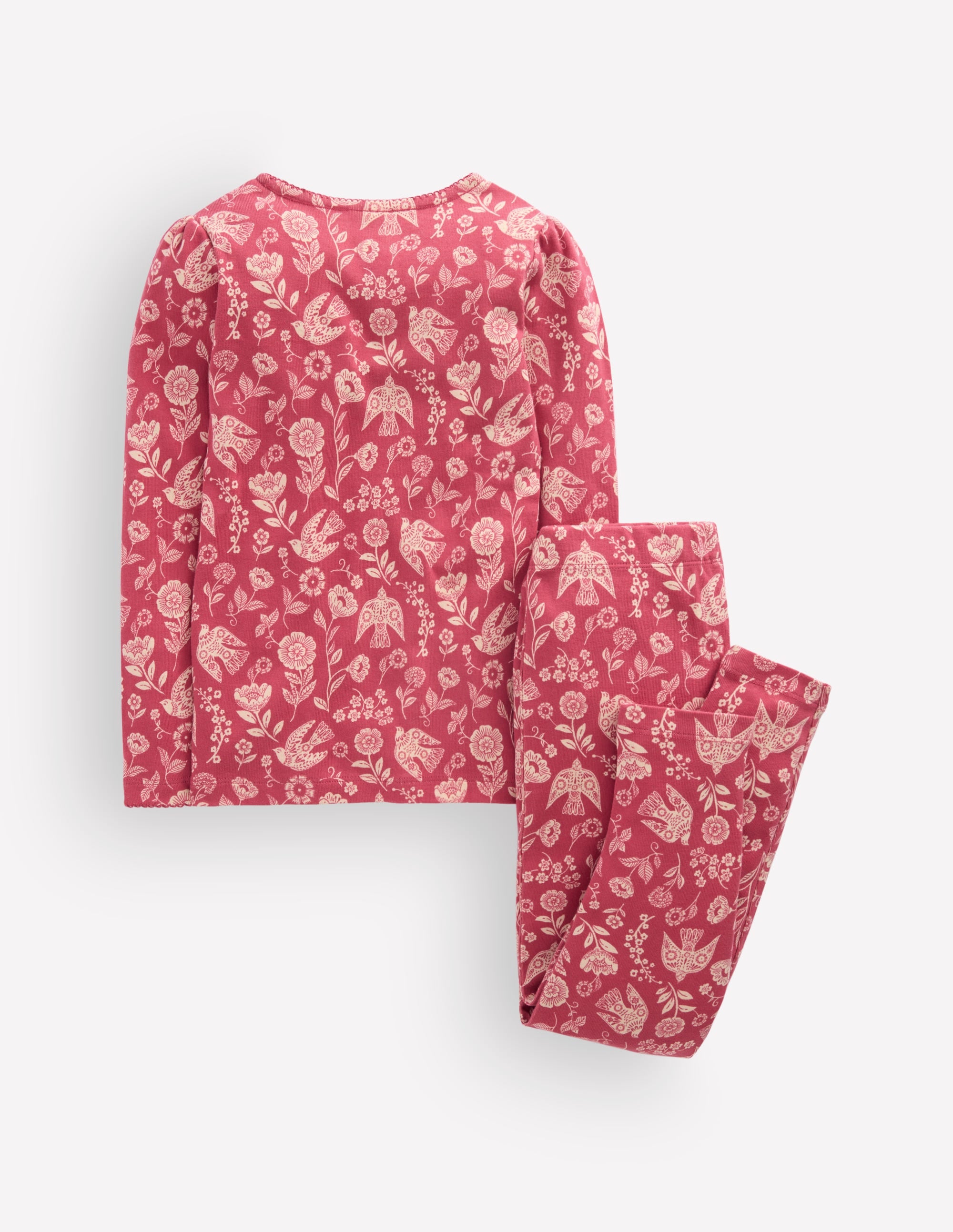 Snug Long John Pajamas-Bird Floral - Image 2